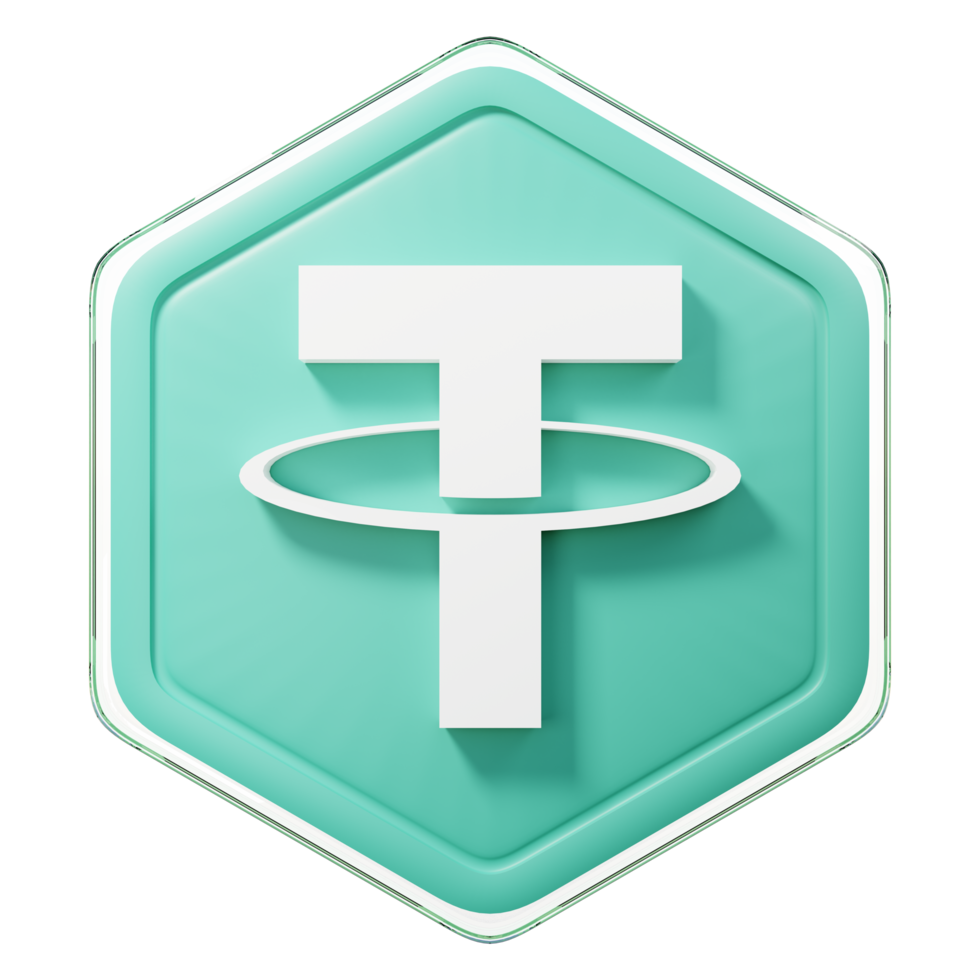 tether usdt badge crypto isolated on white background blockchain technology 3d rendering free png